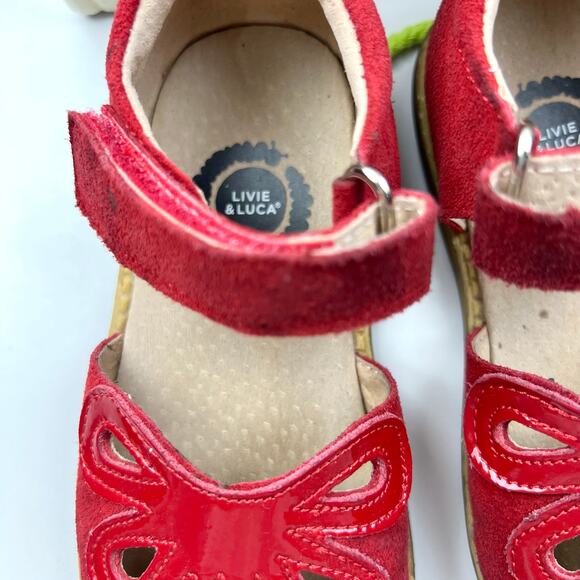 Livie & Luca Red Suede Petal Shoes - Picture 6 of 12